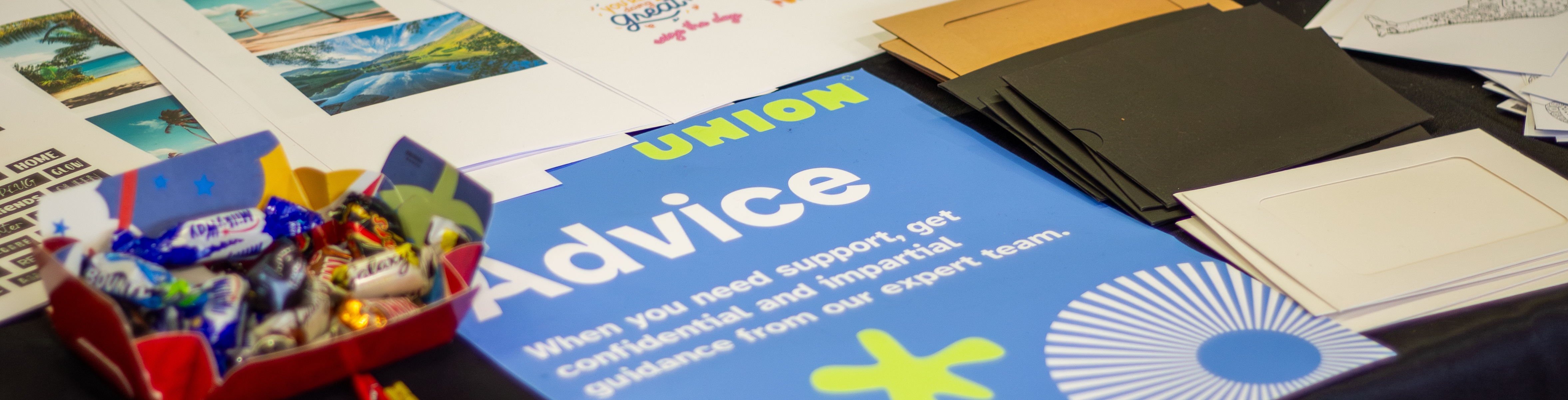 Advice poster on a table